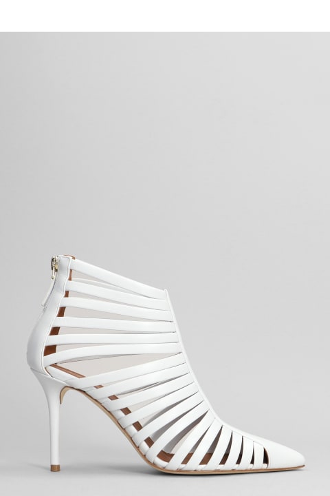 High Heels Ankle Boots In White Leather