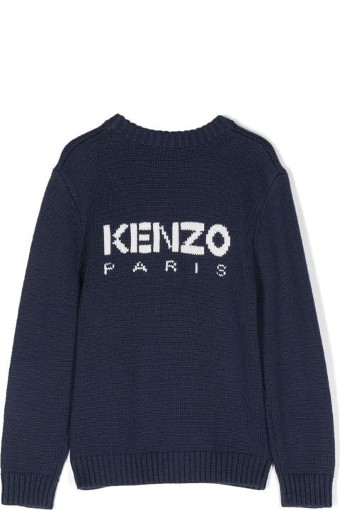 Fashion for Women Kenzo Kids Kenzo Pullover Blu In Maglia Di Misto Cotone Bambina