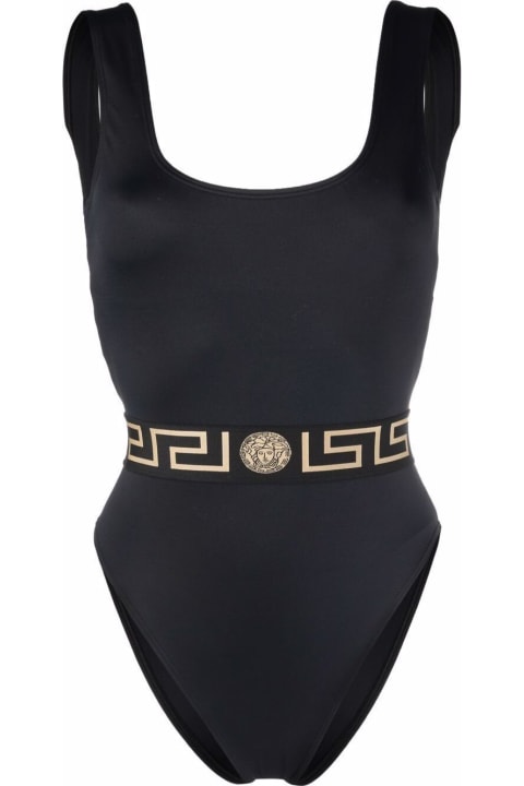 Black Lycra Swimsuit With Greek Detail