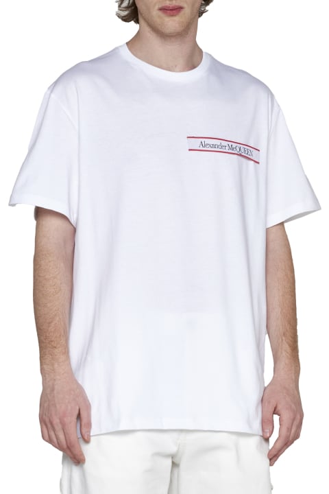 Alexander McQueen Topwear for Women Alexander McQueen Crewneck T-shirt With Logo Tape