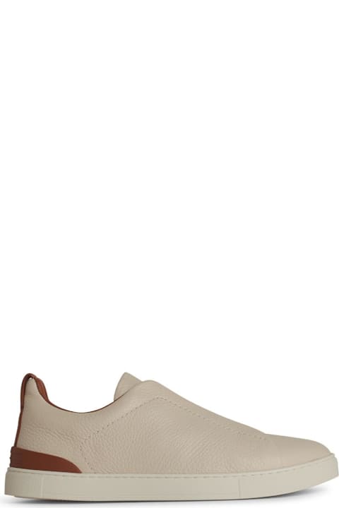 Zegna Sneakers for Men Zegna 'triple' Cream Leather Sneakers