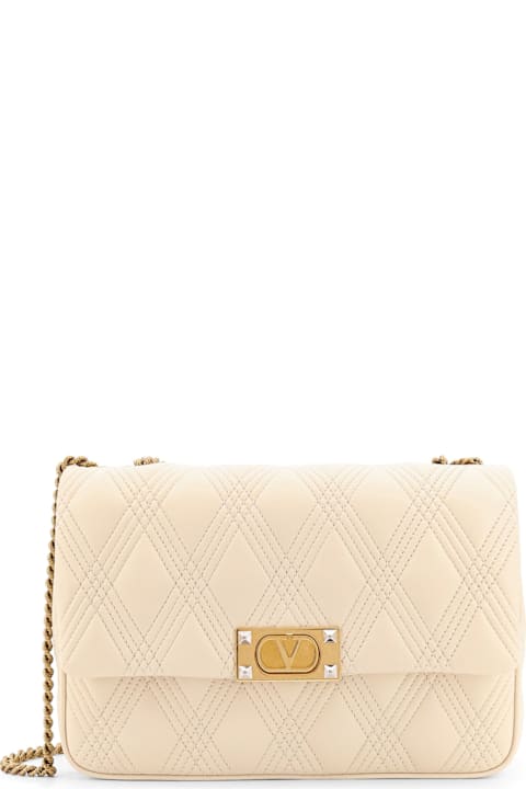 Homeware Valentino Garavani Ivory Nappa Leather Large Quiltie 67 Shoulder Bag