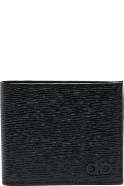 أدوات منزلية Ferragamo Revival Gancini Bifold Wallet In Hammered Leather Man
