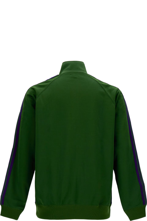 Green High-neck Sweatshirt With Logo Embroidery In Tech Fabric Man
