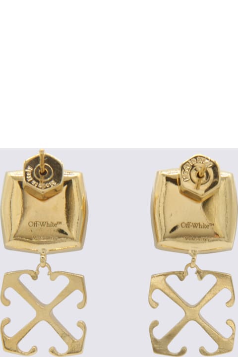 ウィメンズ Off-Whiteのイヤリング Off-White Gold Brass And Crystal Arrows Earrings