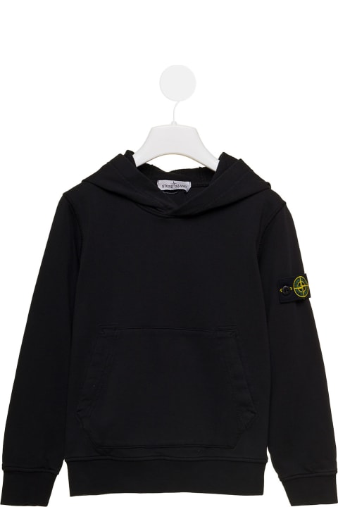 Stone Island Junior for Kids Stone Island Junior Black Hoodie With Logo Patch In Cotton Boy