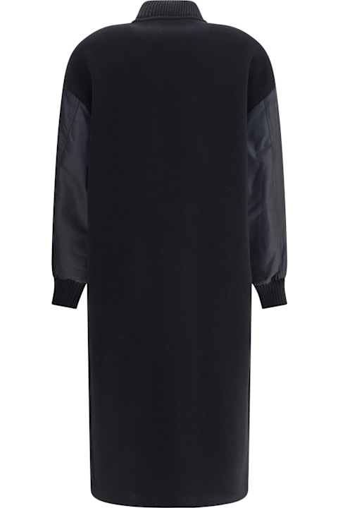 Pinko for Men Pinko Long Coat In Wool-blend Cloth And Technical Satin