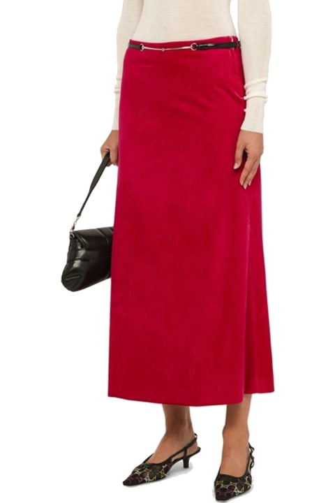 Gucci Sale for Women Gucci Velvet Bloom Midi Skirt