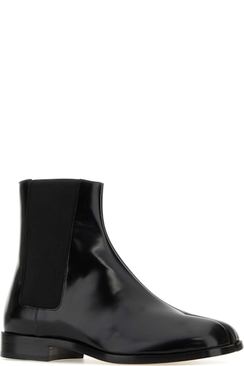 インテリア Maison Margiela Black Leather Tabi Ankle Boots