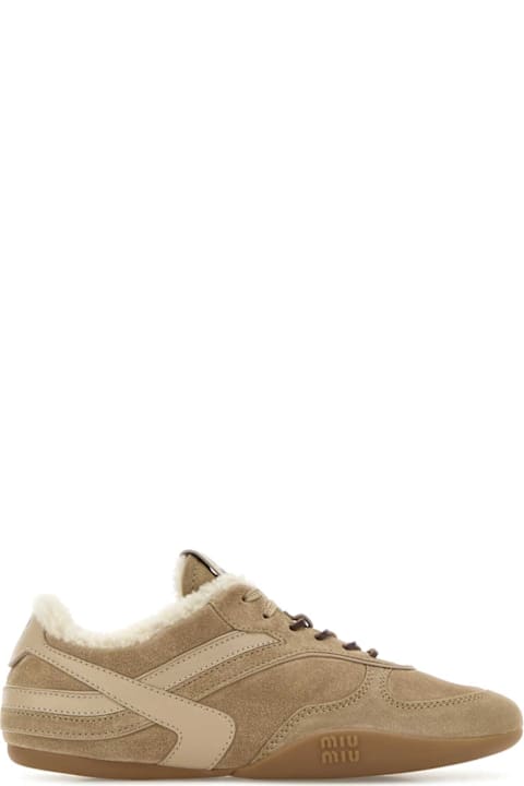 Miu Miu Beige Suede Sneakers