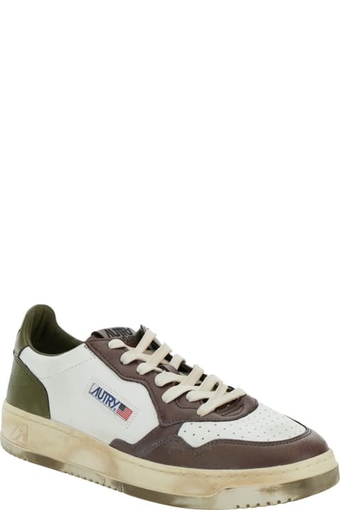 Homeware Autry Autry Medalist Low Super Vintage Sneakers In White/military/brown Leather