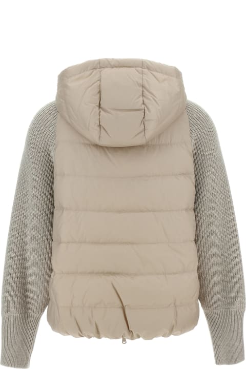 Coats & Jackets for Women Brunello Cucinelli Hooded Down Jacket With 'solomeo' Inserts