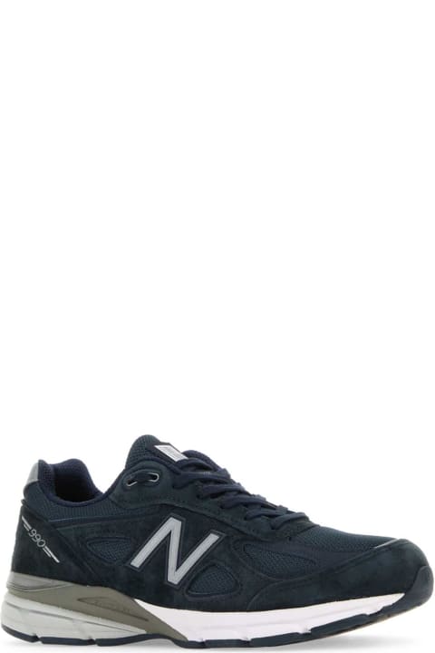 New Balance Sneakers for Men New Balance Blue Fabric And Suede 990v4 Sneakers