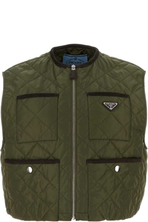 Clothing for Women Prada Army Green Re-nylon Sleeveless Jacket