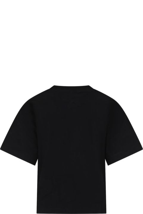 ボーイズ GCDS MiniのTシャツ＆ポロシャツ GCDS Mini Black T-shirt For Boy With Alien Print And Logo