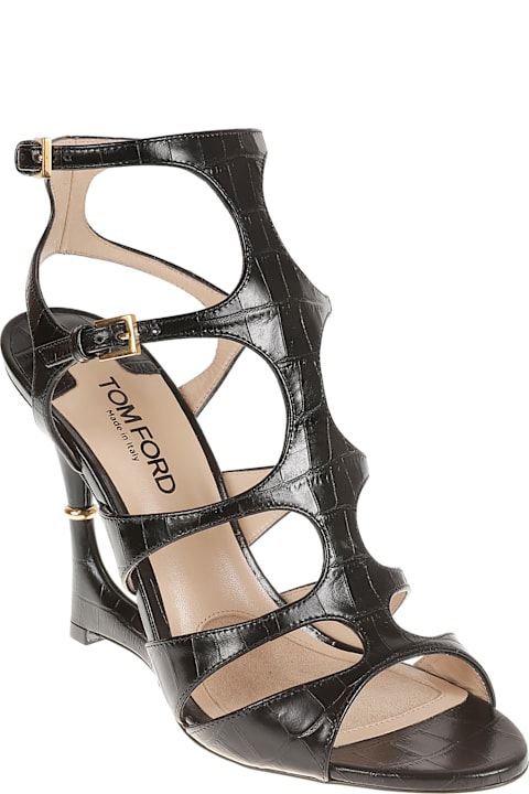 Tom Ford Sandals for Women Tom Ford Shiny Stamped Croc Sandals