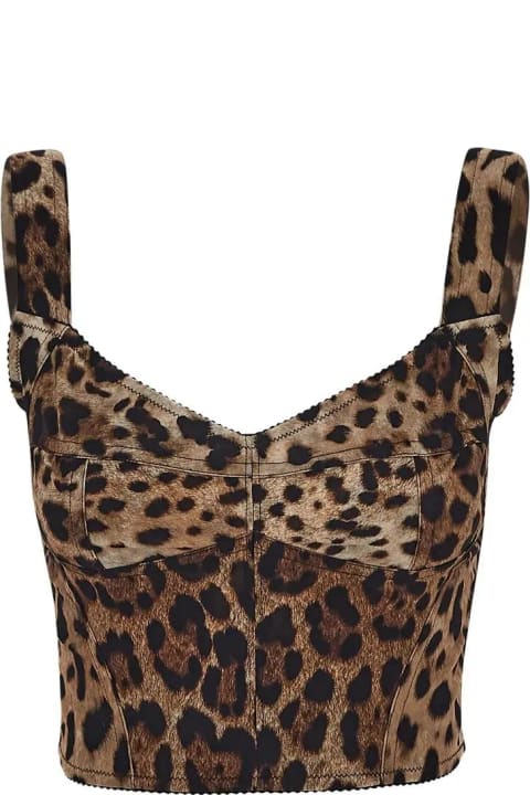 インテリア Dolce & Gabbana Leopard Print Marquisette Corset