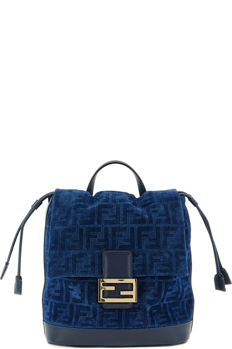 Homeware Fendi Ff Flocked Denim Backpack