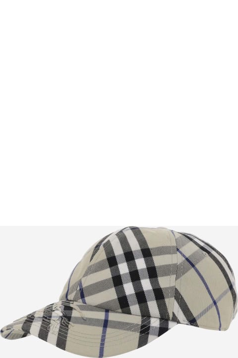 メンズ 帽子 Burberry Cotton-blend Baseball Cap With Check Pattern