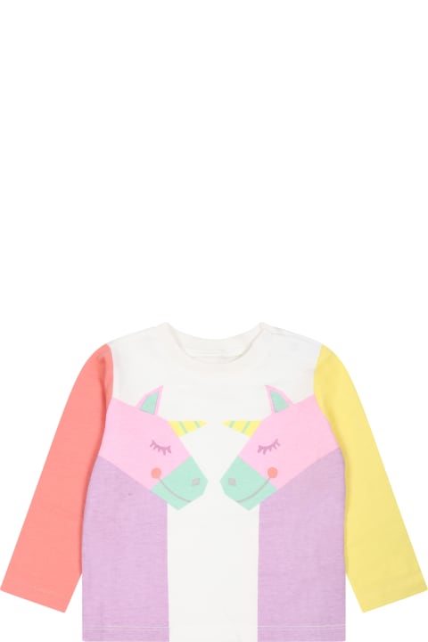Stella McCartney Kids Stella McCartney Kids White T-shirt For Baby Girl With Unicorns