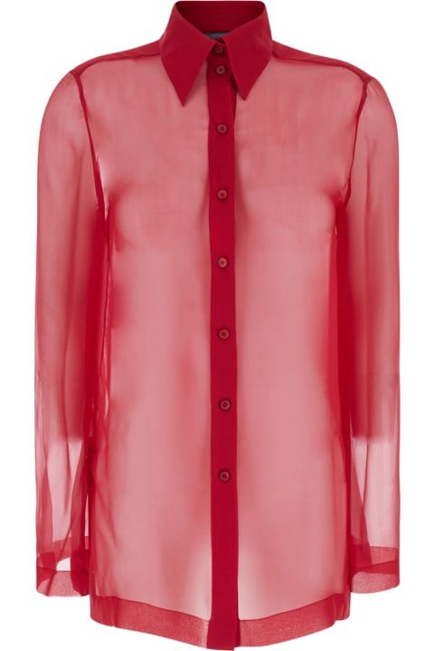 Alberta Ferretti Clothing for Women Alberta Ferretti Red Shirt With Pointed Collar In Chiffon Woman