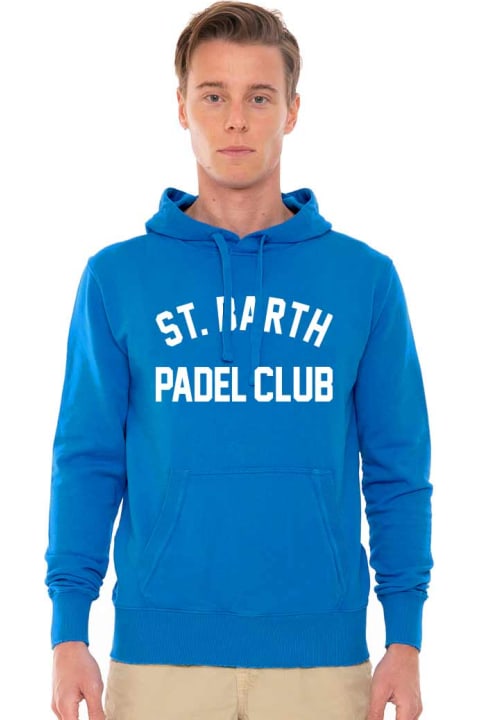 Homeware MC2 Saint Barth Man Cotton Hooded Sweatshirt With St. Barth Padel Club Print