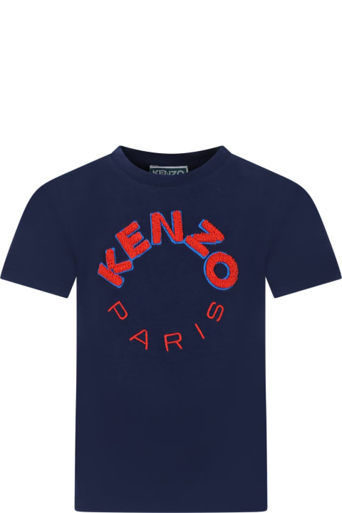 Kenzo Kids T-Shirts & Polo Shirts for Boys Kenzo Kids Blue T-shirt For Boy With Logo