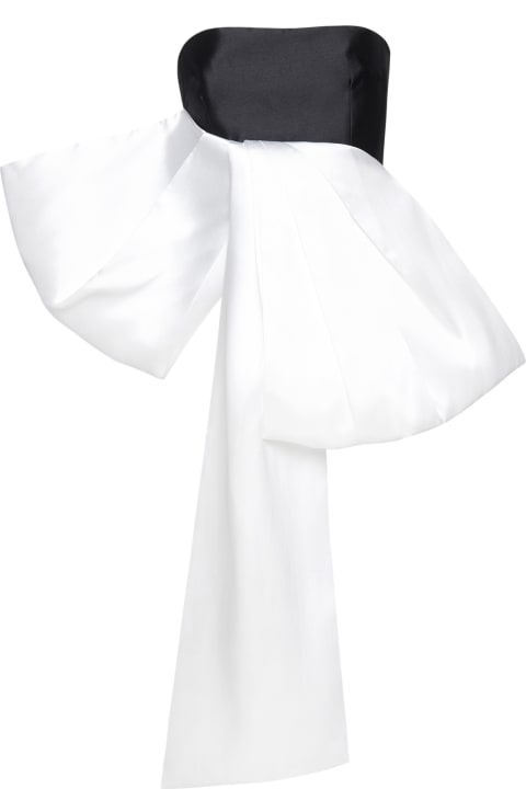 Solace London Topwear for Women Solace London 'nadina' Black And White Top With Bow Detail In Silk Woman