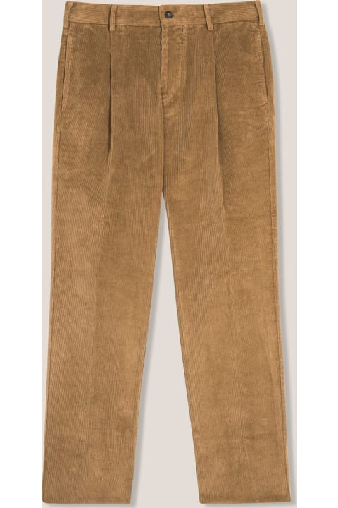 أدوات منزلية doppiaa Aantioco Beige Pleated Stretch Cotton-corduroy Trousers