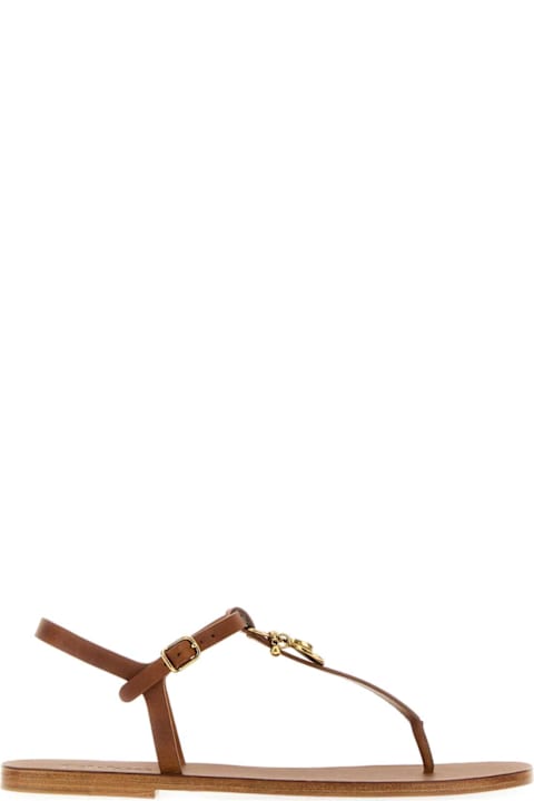 Homeware Chloé Caramel Leather Chloã© Charms Thong Sandals