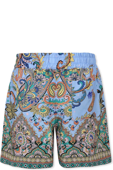 Homeware Etro Light Blue Shorts For Boy With Paisley Pattern