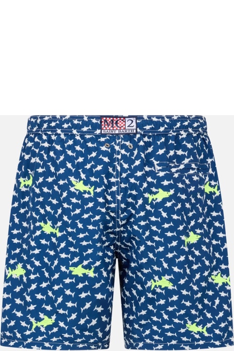 Homeware MC2 Saint Barth Man Lightweight Fabric Swim-shorts Lighting With Sharks Embroidery
