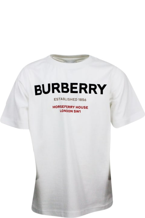 Burberry Kids Burberry Short-sleeved Crew-neck T-shirt With Logo Lettering