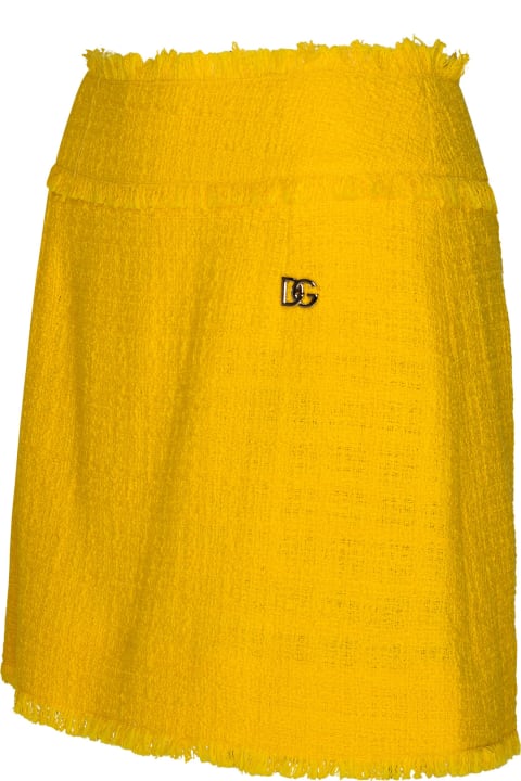 Skirts for Women Dolce & Gabbana Yellow Cotton Blend Miniskirt