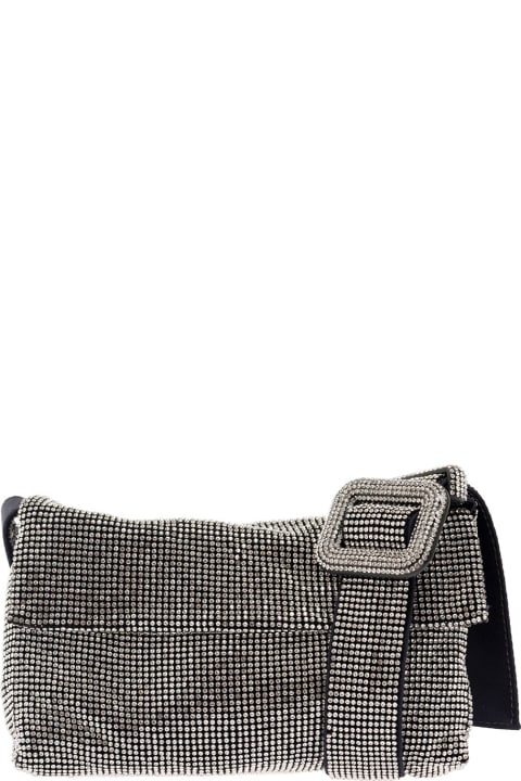 'vitty La Mignon' Silver Shoulder Bag With Gem Embellishment In Rhinestone Mesh Woman