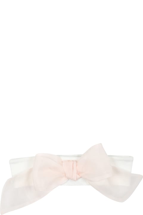 Accessories & Gifts for Baby Girls La stupenderia White Headband For Baby Girl With Pink Bow