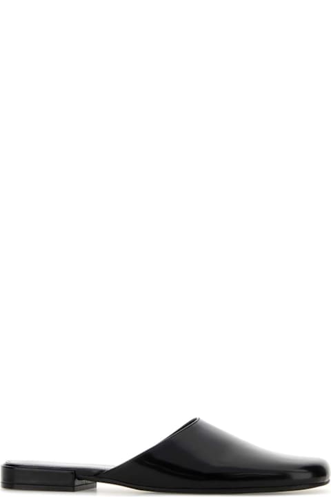 The Row for Kids The Row Black Leather Penelope Slippers