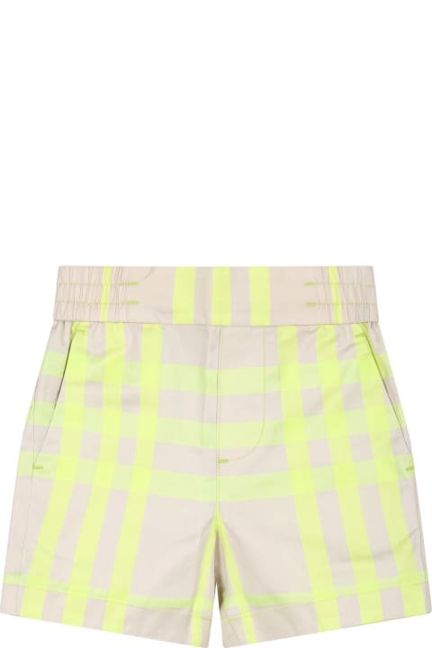 Sale for Baby Girls Burberry Beige Shorts For Baby Boy With Checks
