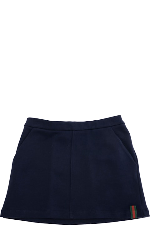 Homeware Gucci Blue Mini Skirt With Web Detail On Hem In Cotton Girls
