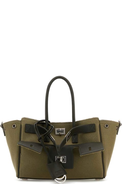 Balenciaga for Women Balenciaga Army Green Canvas Carry All Bel Air Shopping Bag