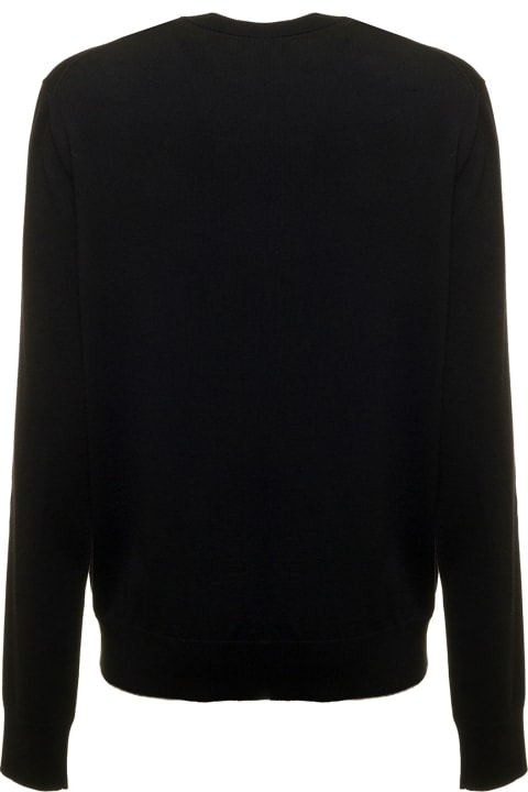 Dolce & Gabbana Man Black Wool Sweater With Logo