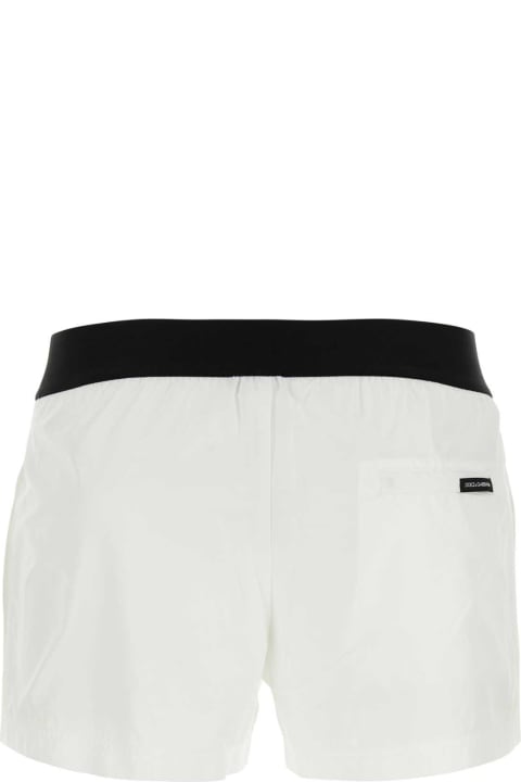 Pants for Men Dolce & Gabbana White Polyester Swimming Shorts