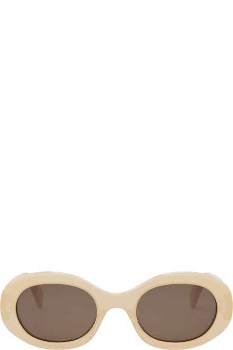 Celine Eyewear for Women Celine Cl40194u Triomphe 44e Trasparent Ivory Sunglasses