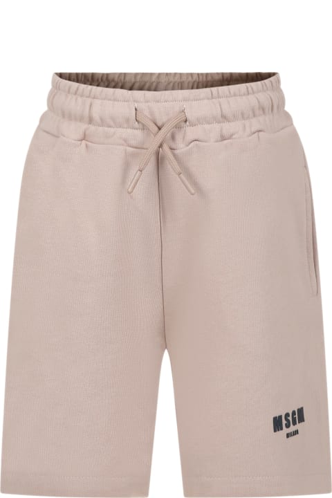 Bottoms for Boys MSGM Beige Shorts For Boy With Logo