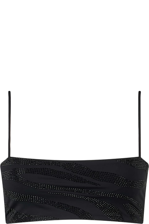 Homeware MC2 Saint Barth Woman Zebra Bandeau Top Swimsuit With Rhinestones