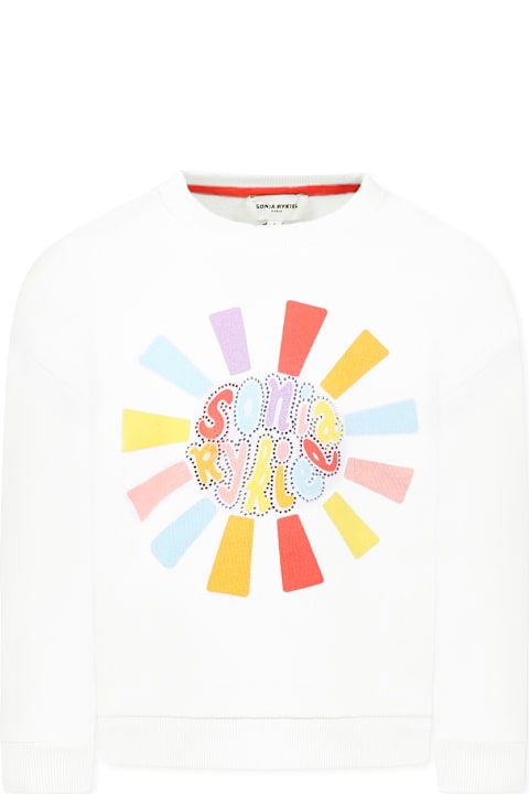 Homeware Rykiel Enfant White Sweatshirt For Girl With Logo