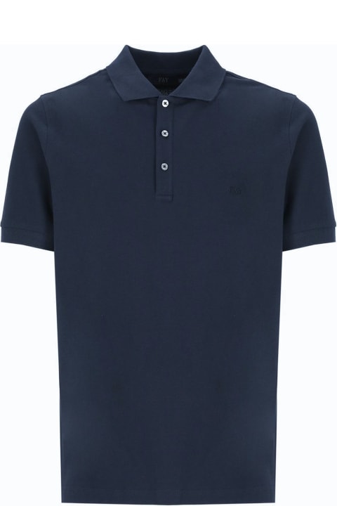 Fay for Men Fay Blue Cotton Polo Shirt