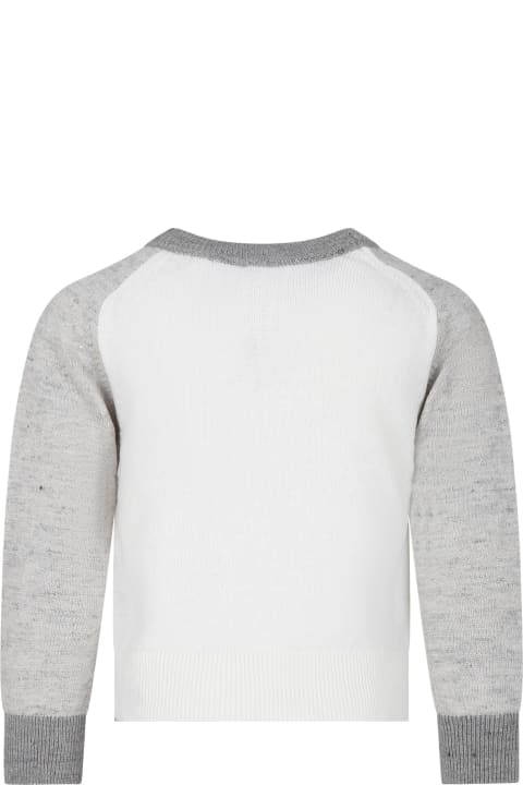 ボーイズ Eleventyのニットウェア＆スウェットシャツ Eleventy Ivory Sweater For Boy With Logo