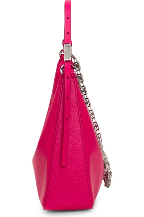 Givenchy for Women Givenchy Neon Pink Leather Small Cut Out Moon Bag With Chain