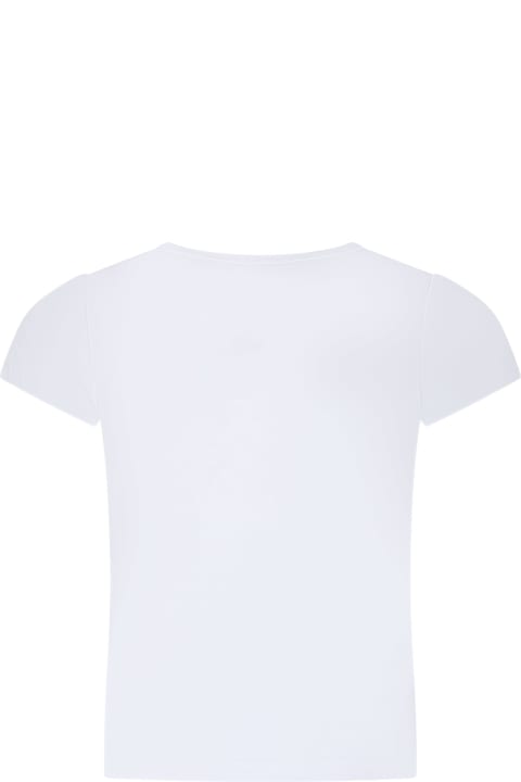 Fashion for Girls Rykiel Enfant White T-shirt For Girl With Logo And Rhinestones